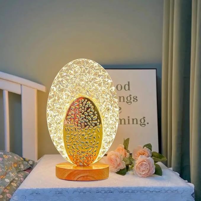 Portable Oval Crystal LED Table Lamp with Touch Sensor