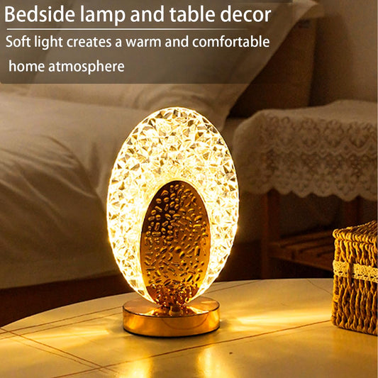 Portable Oval Crystal LED Table Lamp with Touch Sensor